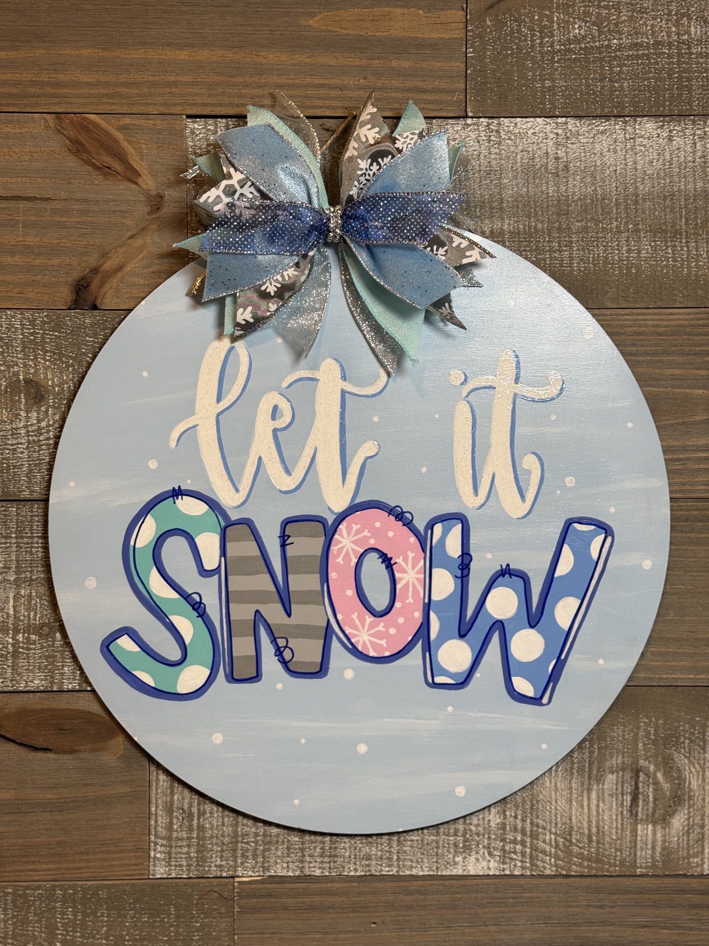 Let It Snow Door Hanger with Bow