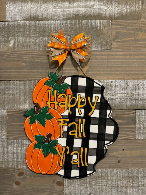 Happy Fall Y’all Door Hanger with Bow