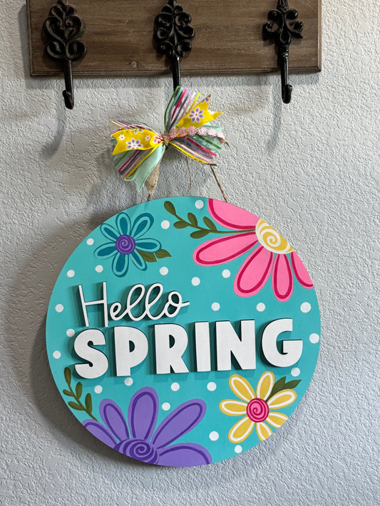 Hello Spring Flower Door Hanger