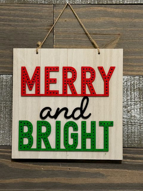 Merry & Bright Door Hanger