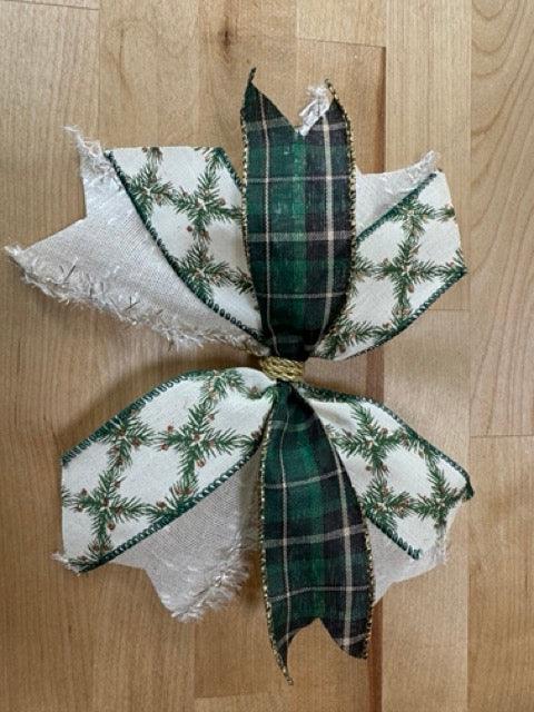 Green Blue Plaid Bow Assembly Kit - Deep In The Art Creations